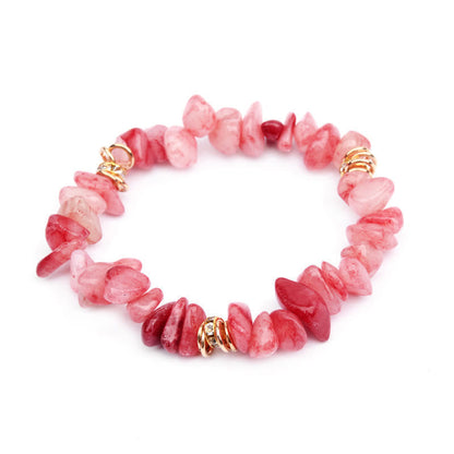 Stylish Natural Stone Crystal Beads Bracelet - Celine-Strawberry quartz-Nora Luxe