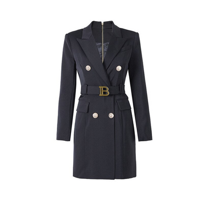Stylish Plain Blazer Dress - Celeste-Black-S-Nora Luxe