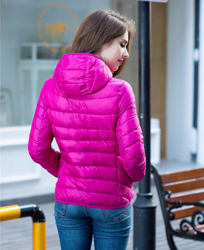Stylish Reversible Women's Down Jacket - Aurora-Blue-S-Nora Luxe