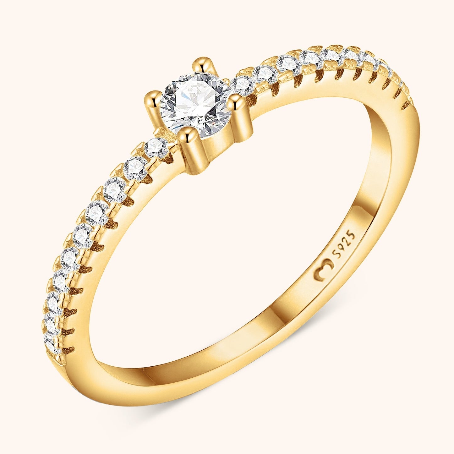 Stylish Ring with Sparkling Zirconia - Sienna-Gold-5-Nora Luxe