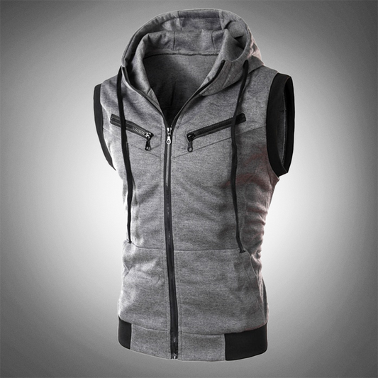 Stylish Slim-Fit Vest with Hood - Ricardo-Dark Gray-S-Nora Luxe