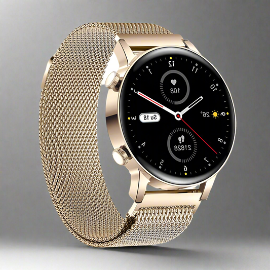 Stylish Smartwatch for Women - LuxeFit Pulse-Gold-Nora Luxe