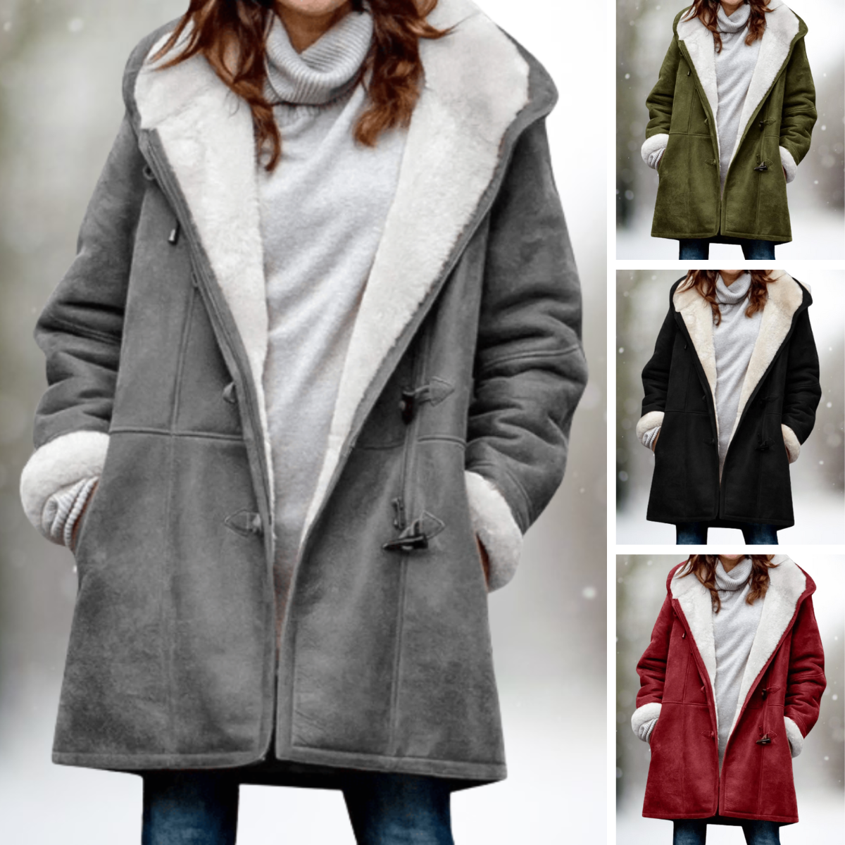 Stylish Suede Fleece Jacket for Women - Camilla-Gray-S-Nora Luxe
