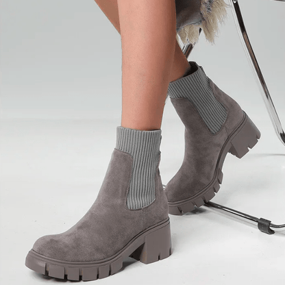 Stylish Suede Winter Shoes for Women - Eloise-Gray-4.5-Nora Luxe