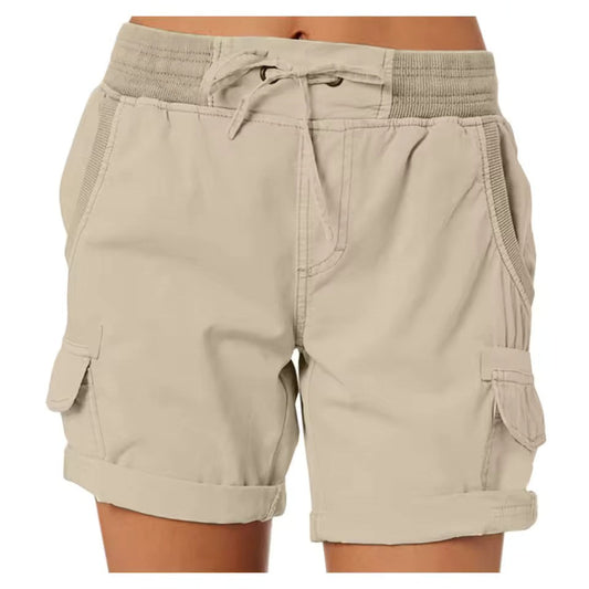 Stylish summer beach shorts – Chloe-Khaki-S-Nora Luxe