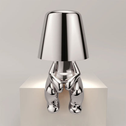 Stylish Table Lamp - LumiSerene-Seated Silver-Nora Luxe