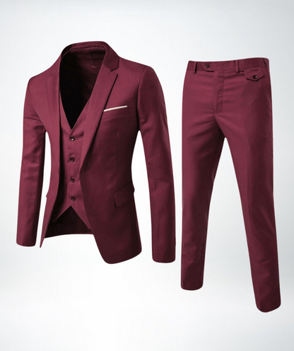 Stylish Three-Piece Men's Suit - Lucas-Red-S-Nora Luxe