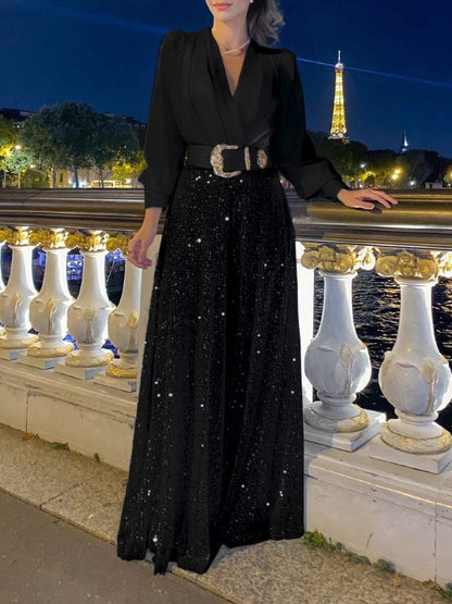 Stylish V-neck Ladies' Dress for Any Occasion - Elisa-S-Nora Luxe