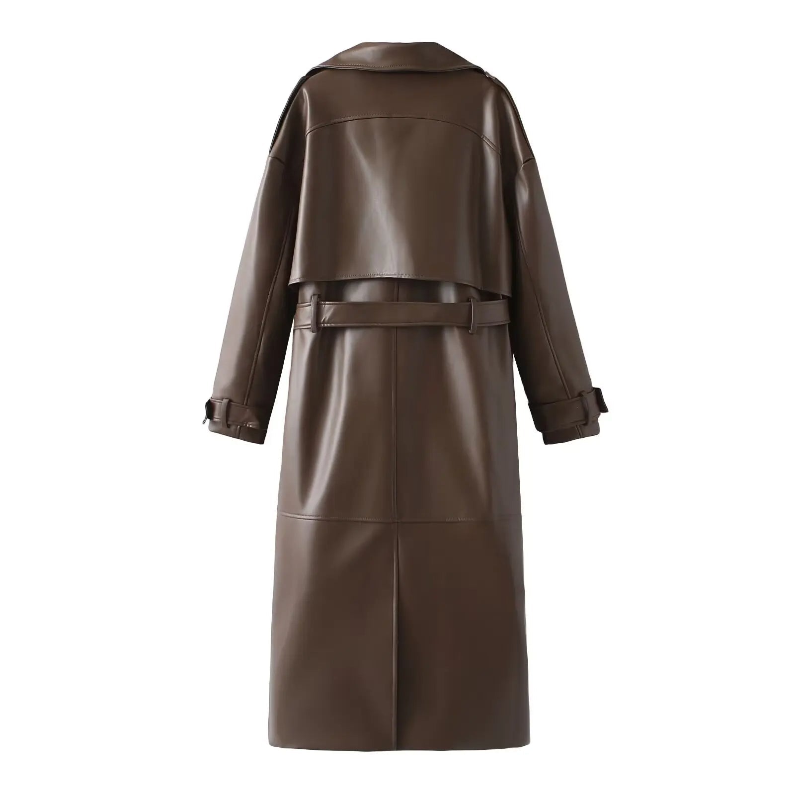 Stylish Vegan Leather Women's Jacket - Viviette-Brown-S-Nora Luxe