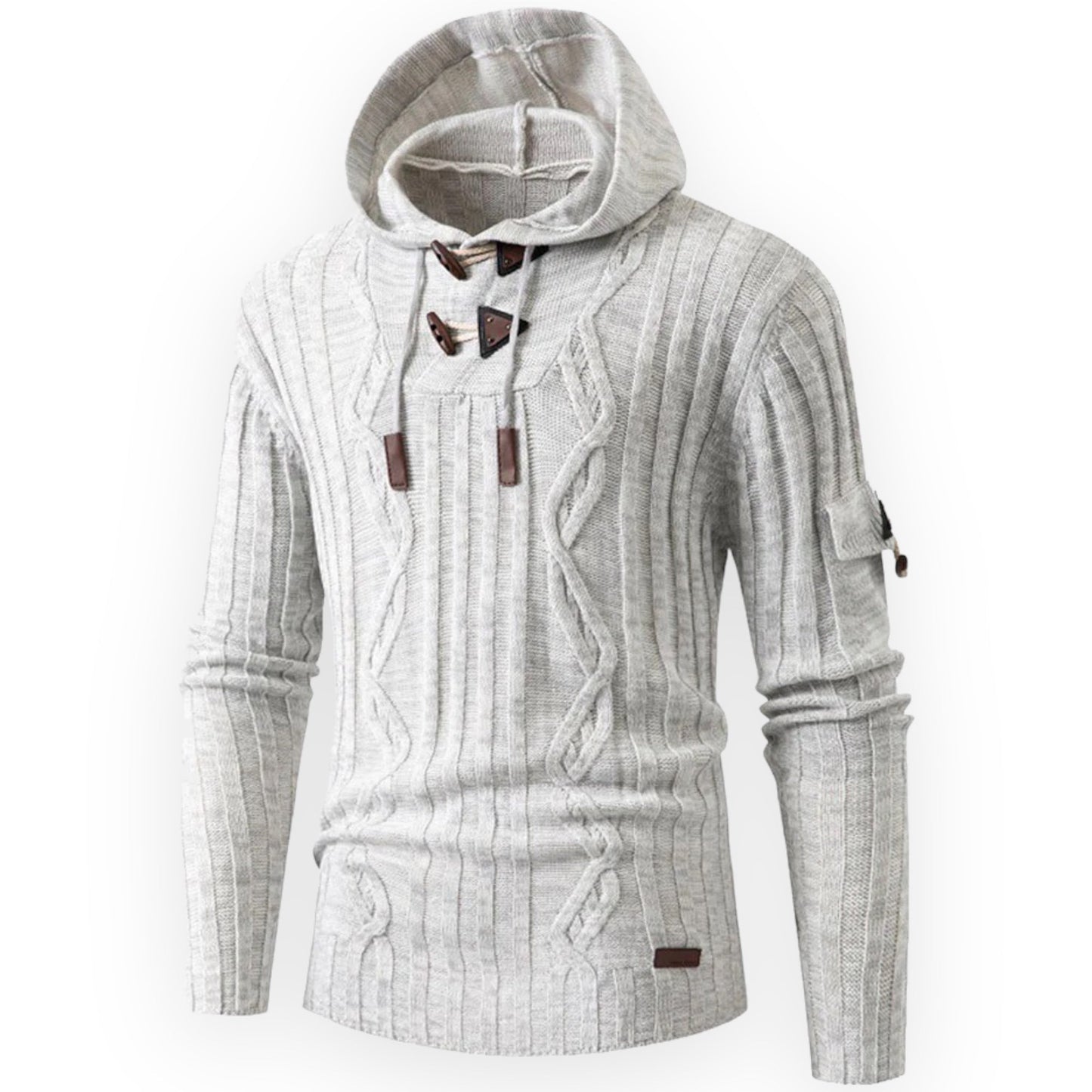 Stylish Warm Fleece Hoodie for Men - AlpineTrail-White-S-Nora Luxe