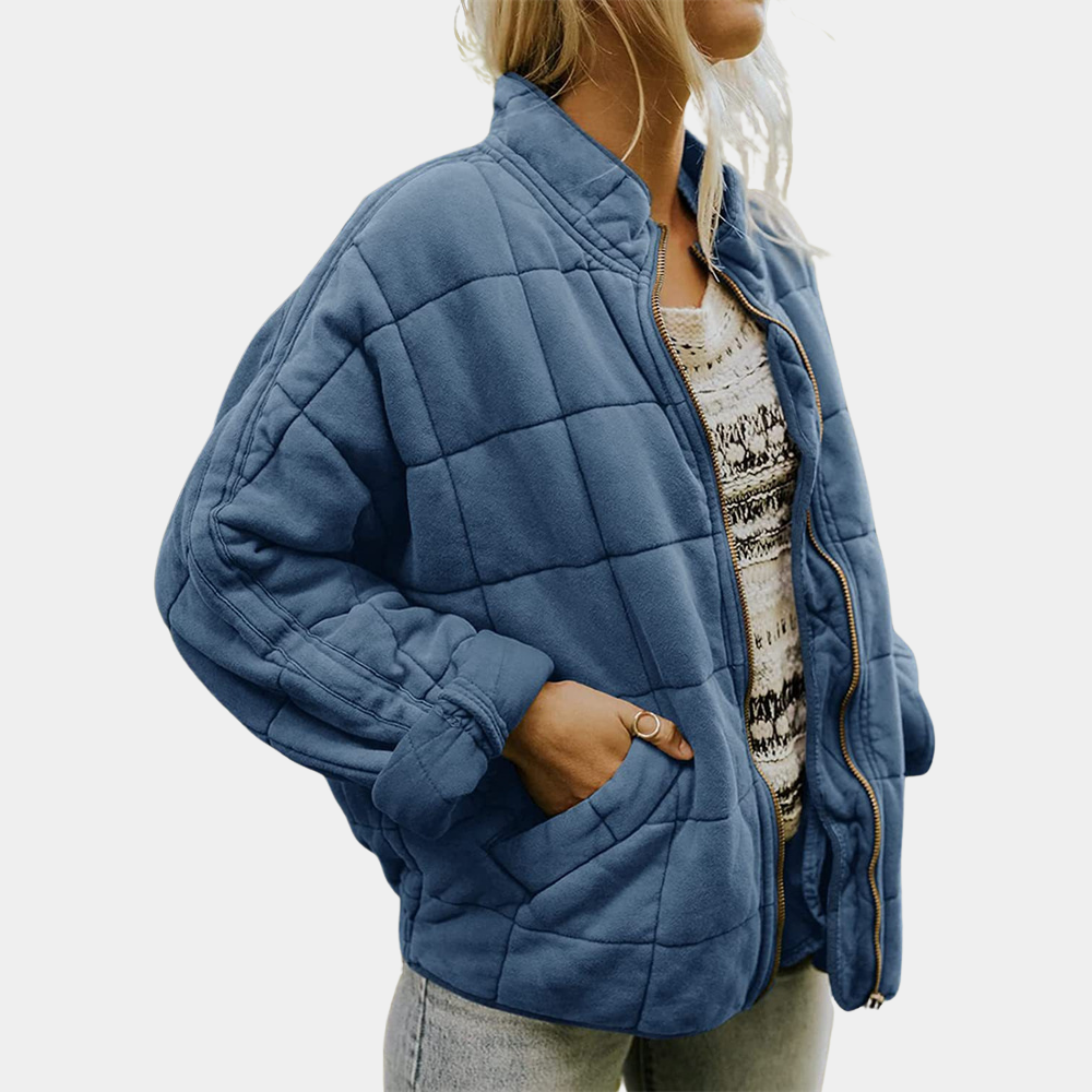 Stylish Warm Women's Coat - Mara-Blue-S-Nora Luxe