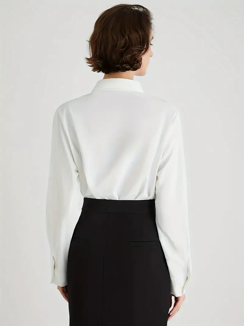 Stylish White Women's Blouse - Emilia-M-Nora Luxe