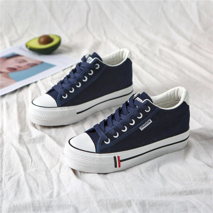 Stylish women's canvas sneakers with platform sole – Leonie-Dark blue-3-Nora Luxe