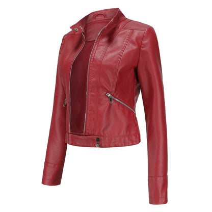 Stylish women's leather jacket in classic design – Marlene-Black-S-Nora Luxe