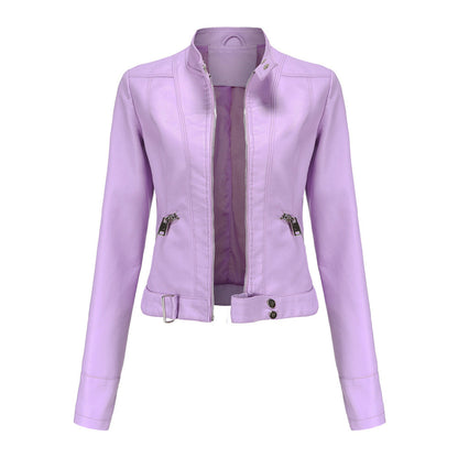 Stylish women's leather jacket in classic design – Marlene-Sakura-S-Nora Luxe