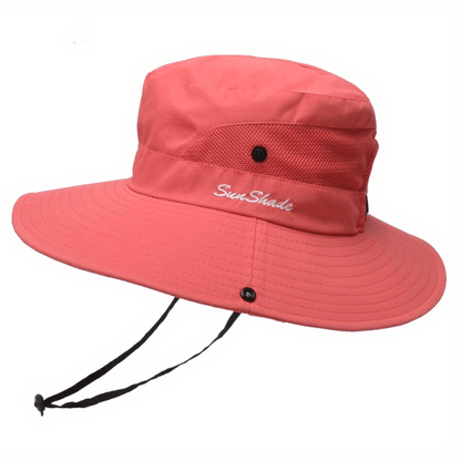 Stylish women's UV protection sun hat with a wide brim – Livia-Pure bright red-Nora Luxe