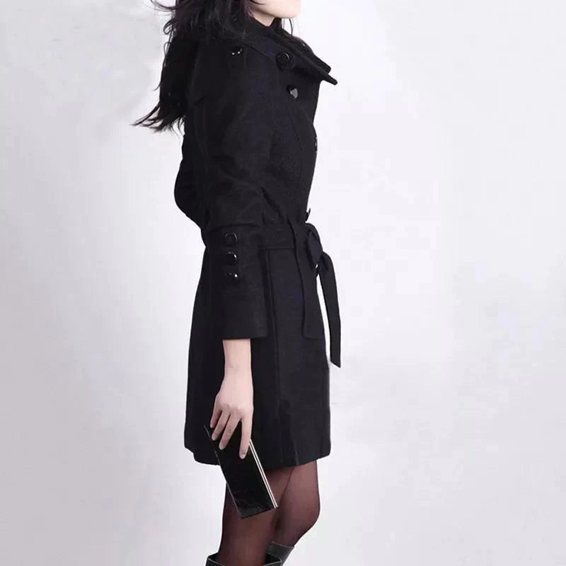 Stylish Women's Winter Coat with Belt - Sophie-Brown-M-Nora Luxe