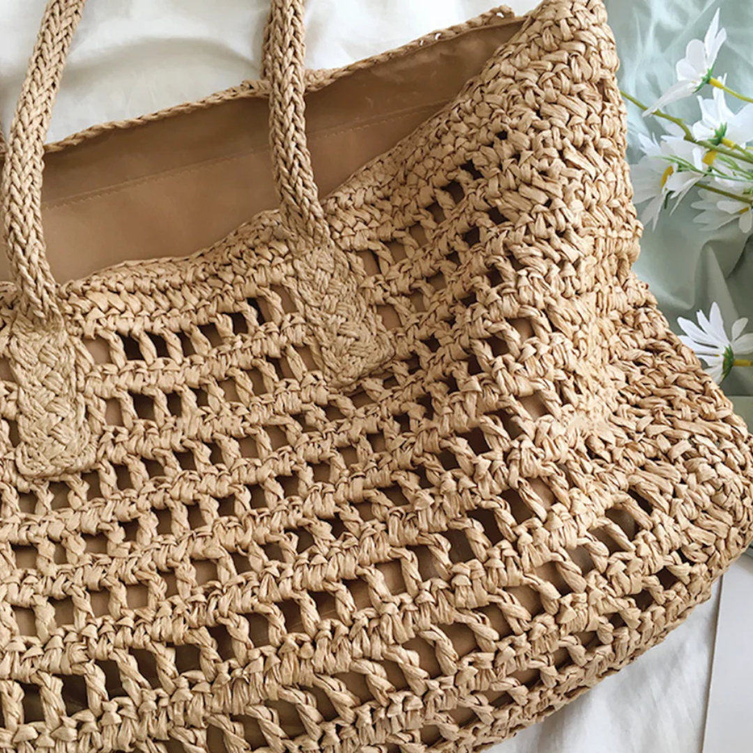Stylish Woven Handbag for Women - BreezeTote-Brown-Nora Luxe