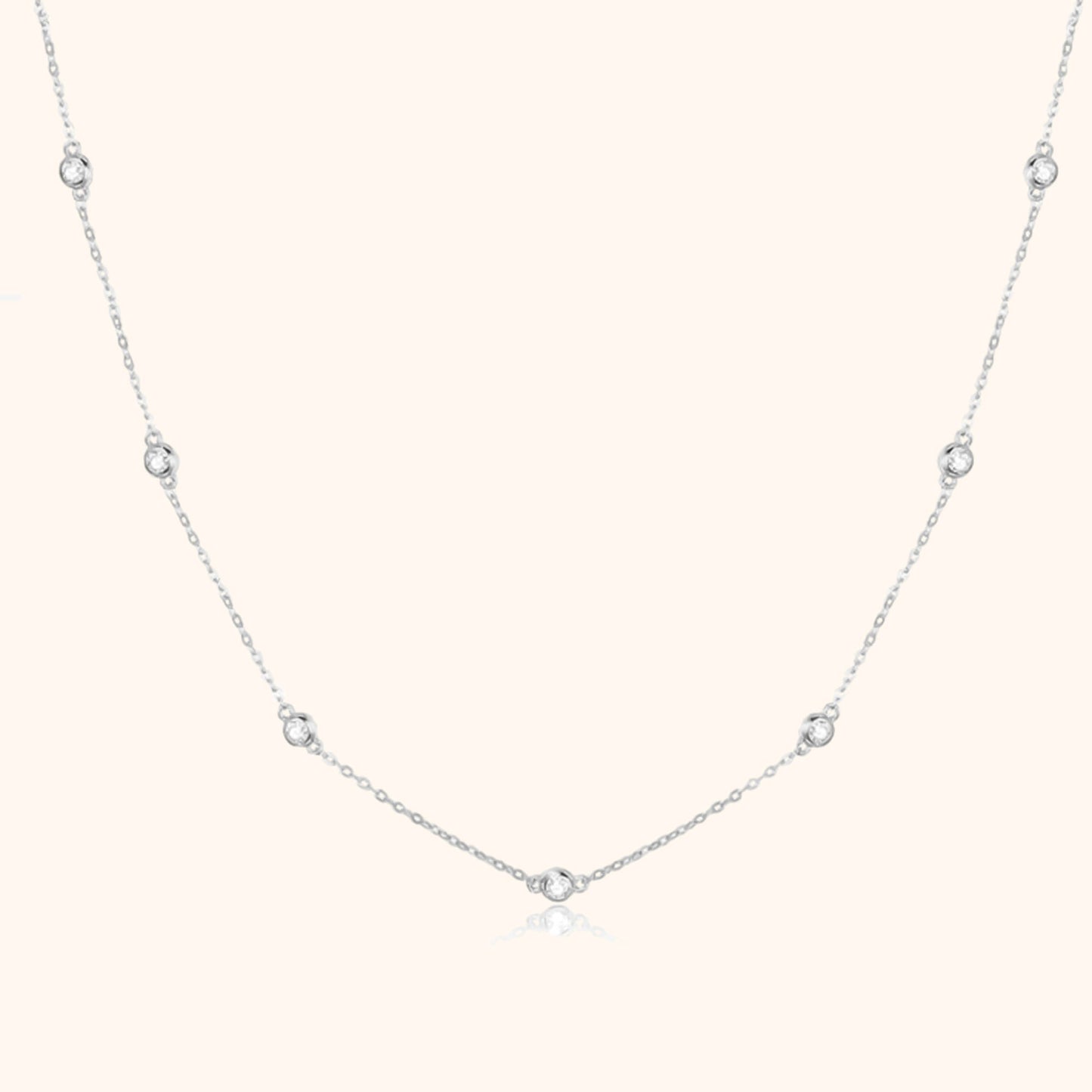 Stylish Zirconia Necklace - Elara-Silver-Nora Luxe