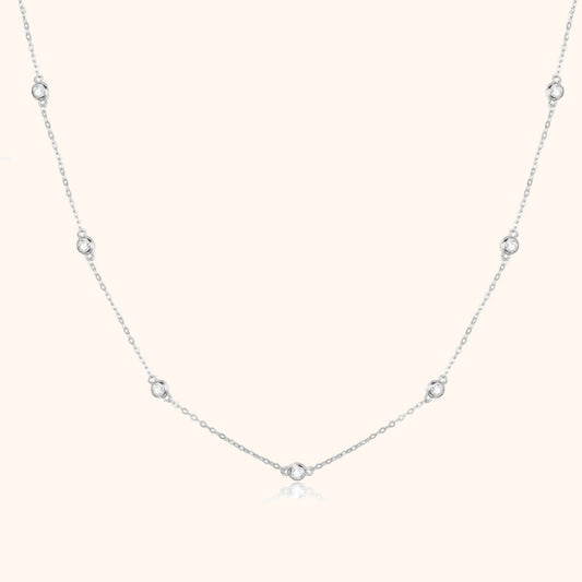 Stylish Zirconia Necklace - Elara-Silver-Nora Luxe