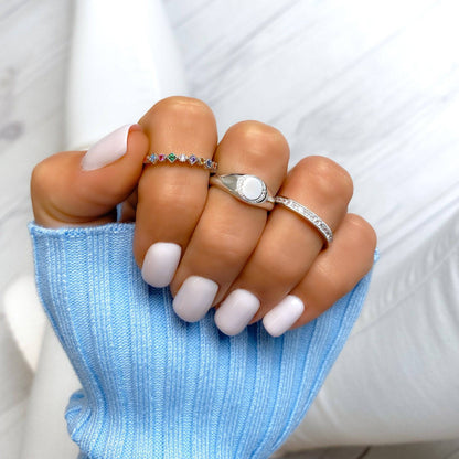 Stylish Zirconia Ring - Amelia-Silver-5-Nora Luxe