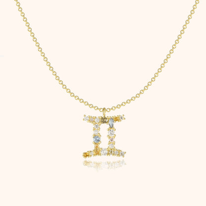 Stylish Zodiac Necklace - Celestia-Gold-Gemini-Nora Luxe