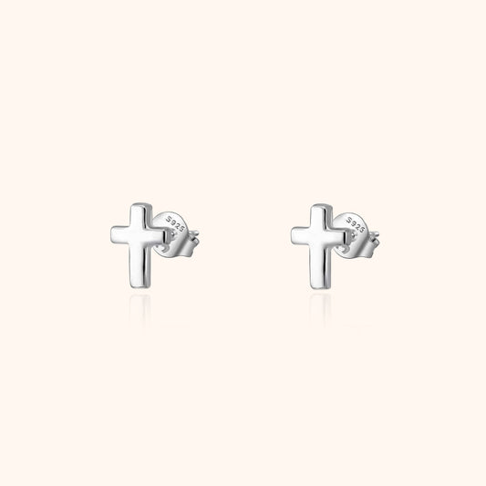 Subtle Cross Earrings - Lena-Silver-Nora Luxe