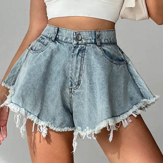 Summer denim shorts with a wide leg – Nina-S-Nora Luxe