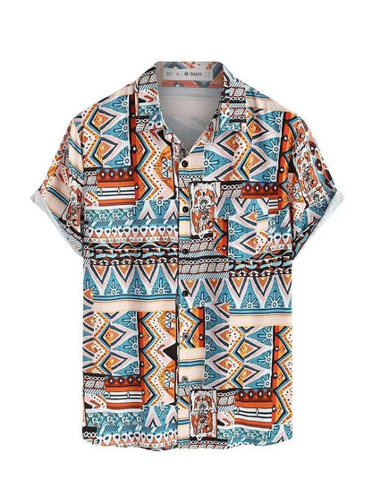 Summer Ladies' Shirt with Ethnic Print and Chest Pocket – Nova-S-State of Style