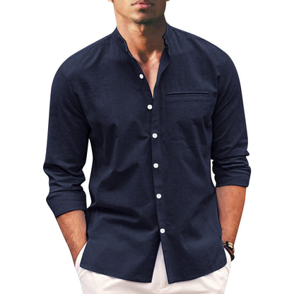 Summer shirt for men – Leonardo-Dark blue-S-Nora Luxe