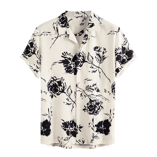 Summer shirt for men with tropical flair - AlohaVibes-Beige-M-The Livary