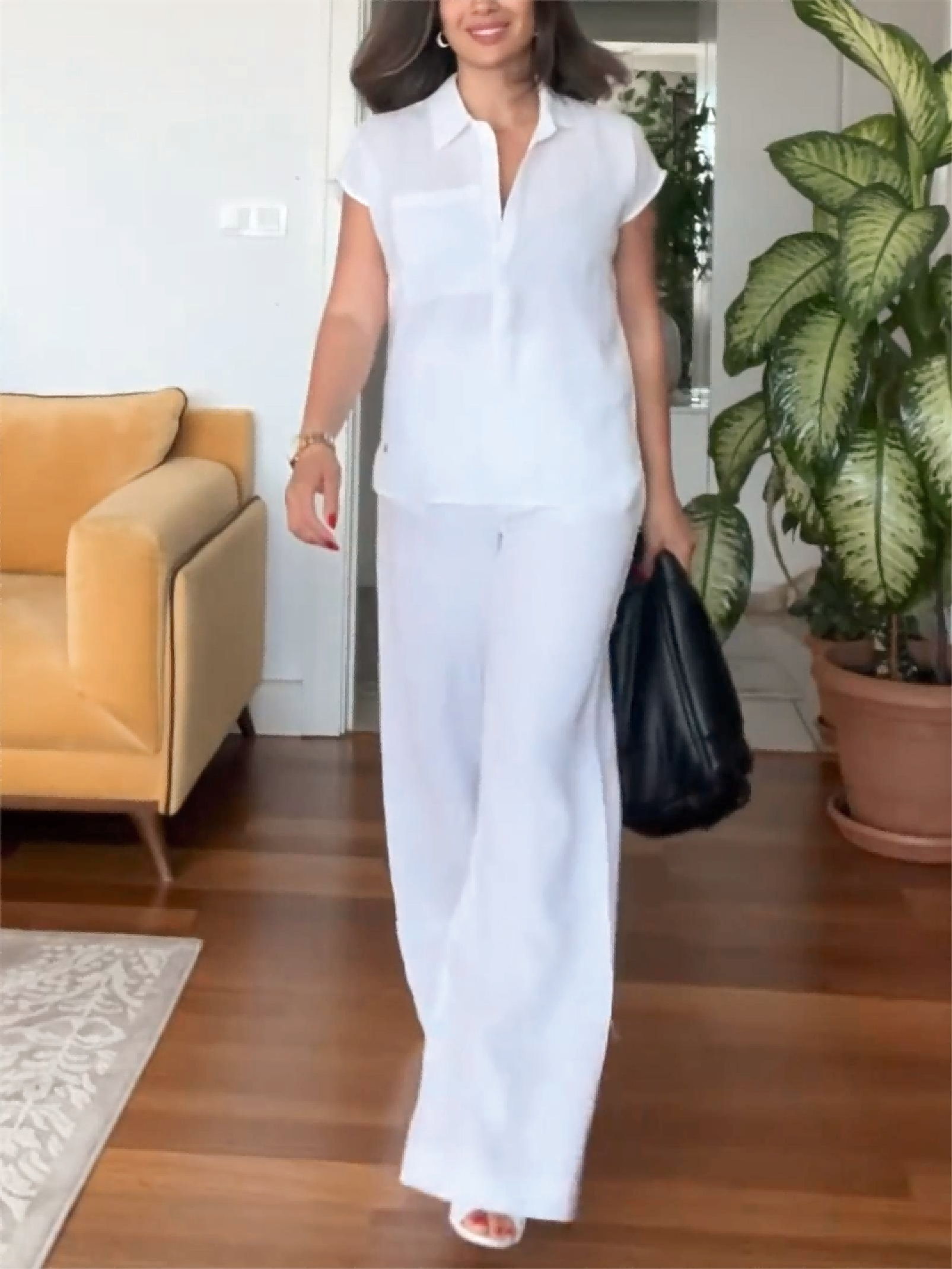 Summer Two-Piece Ladies Set for a Polished Look – Romée-White-S-State of Style