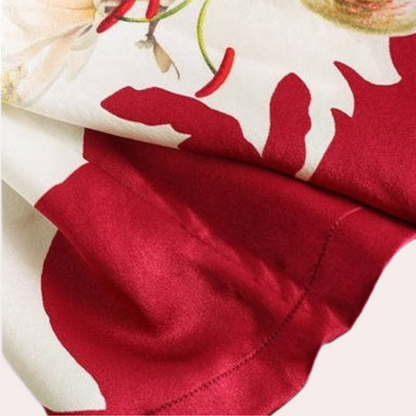 Summer Women's T-shirt with Floral Print – Rivka-Red-M-State of Style