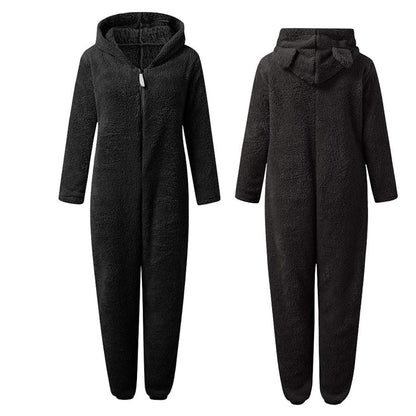 Super Soft Fleece Onesie with Bear Ears - BearHug-Pink-S-Nora Luxe