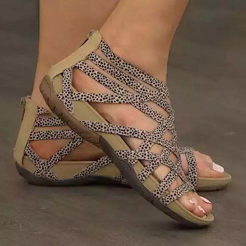 Sweat-absorbing comfort sandals for women – Lorena-Bright leopard print-4.5-Nora Luxe