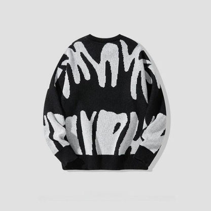 Sweater with Bold Abstract Pattern - Tobias-Gray-XS-Nora Luxe