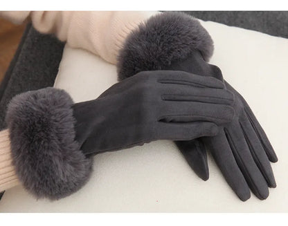 Sweden Gloves with Imitation Fur - VelvetGlam-Bordeaux-Nora Luxe