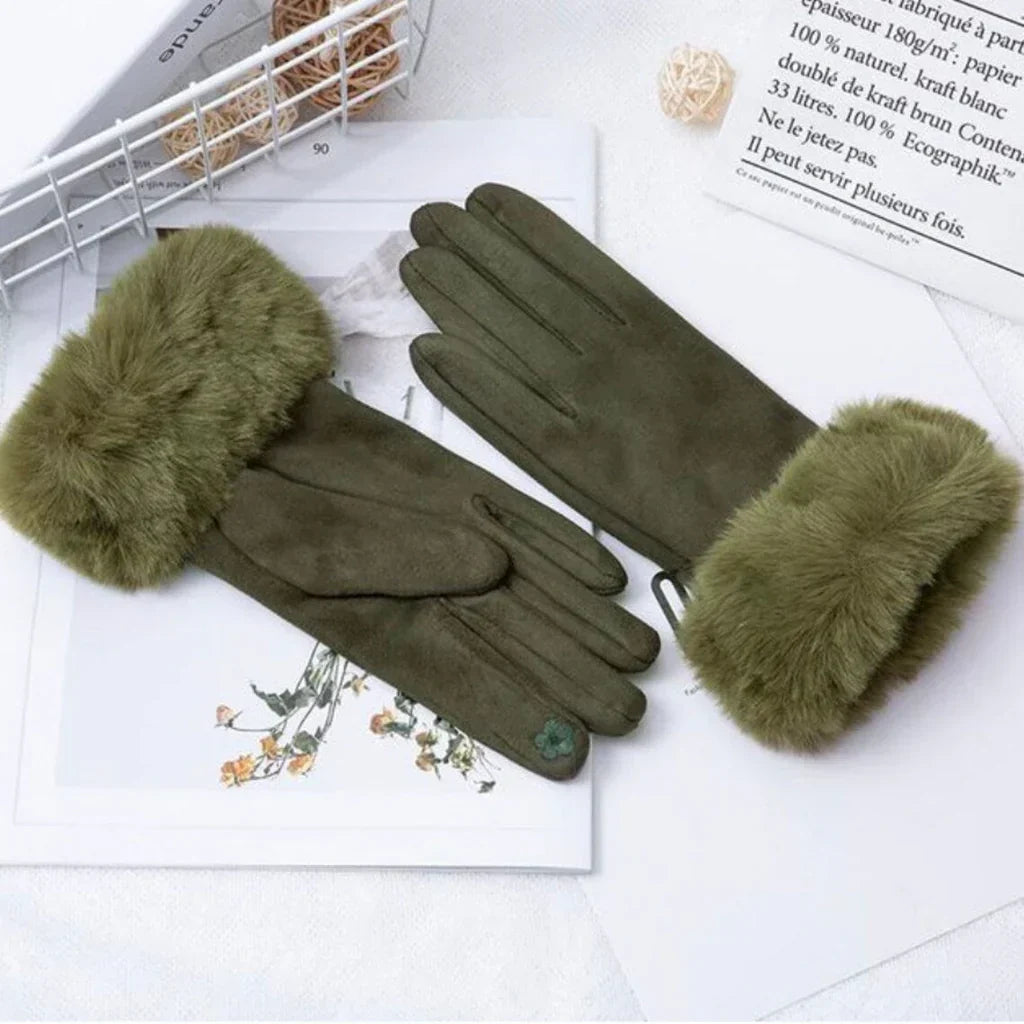 Sweden Gloves with Imitation Fur - VelvetGlam-Bordeaux-Nora Luxe