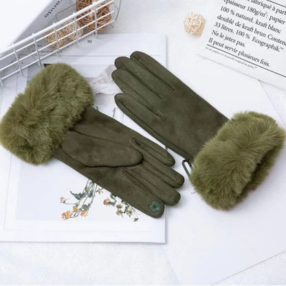 Sweden Gloves with Imitation Fur - VelvetGlam-Bordeaux-Nora Luxe