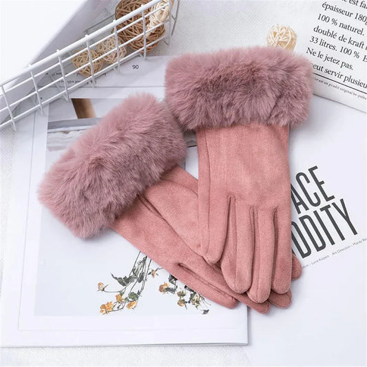Sweden Gloves with Imitation Fur - VelvetGlam-Bordeaux-Nora Luxe