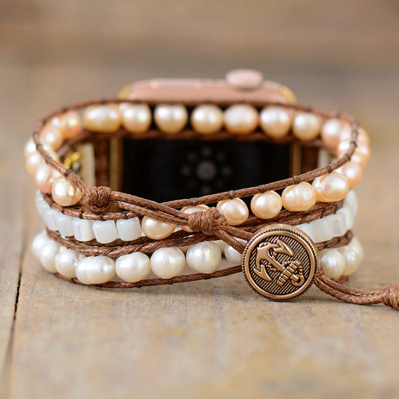 Sweetwater Pearl Apple Watch Wrap Band - Elvianne-50cm-Nora Luxe