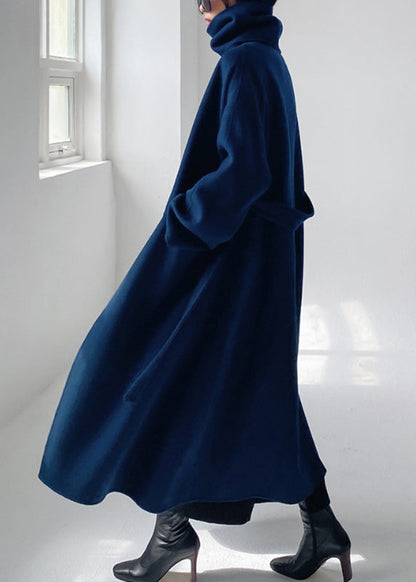 Tailored Wool Ladies Winter Coat - Isabelle-Blue-S-Nora Luxe