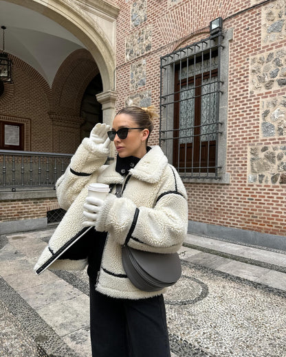 Teddy Pilot Jacket - Dilara | Trendy, Warm, Oversized & Stylish!-S-Nora Luxe