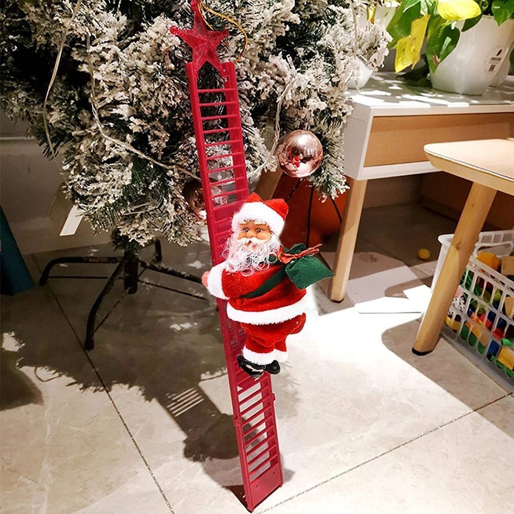 The Musical Santa on the Ladder - SantaClimb-Red-Nora Luxe