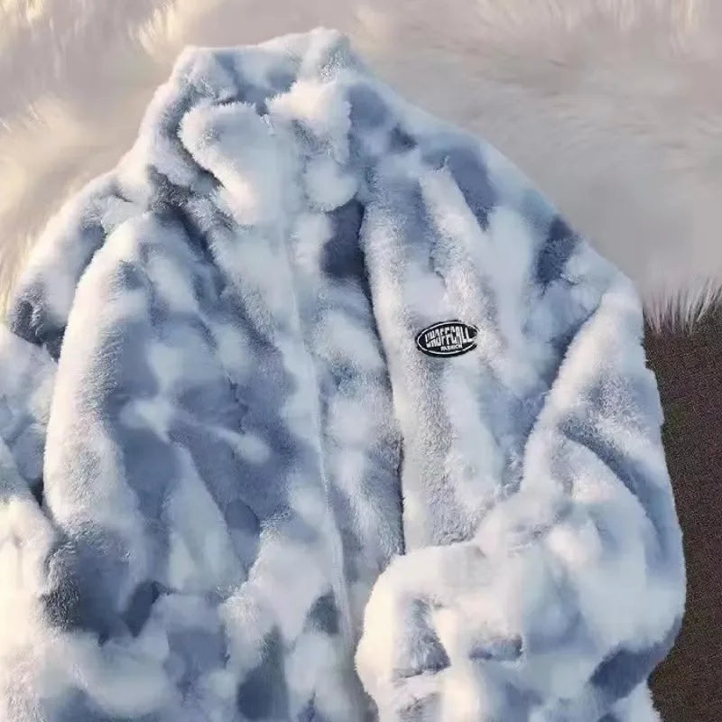Tie-Dye Fleece Jacket for Women - Nila-Blue-XS-Nora Luxe