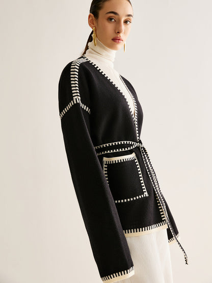 Tied Cardigan with Belt for Women - Celine-S-Nora Luxe