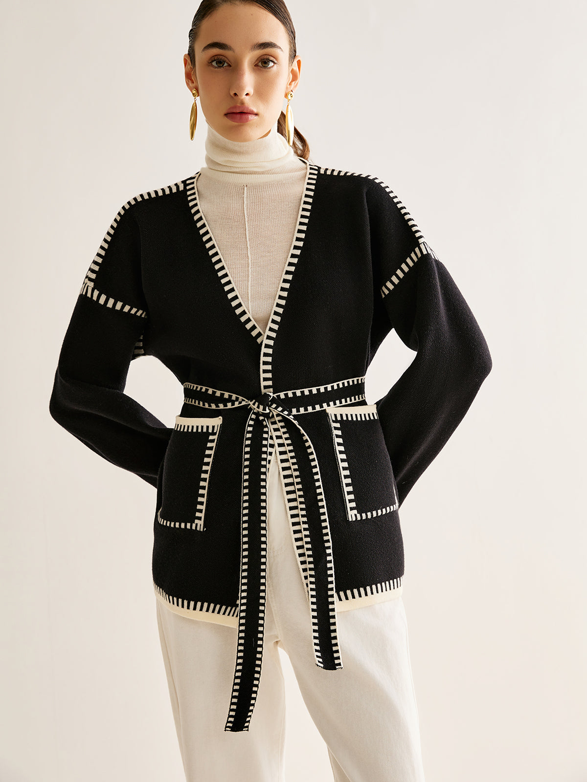 Tied Cardigan with Belt for Women - Celine-S-Nora Luxe