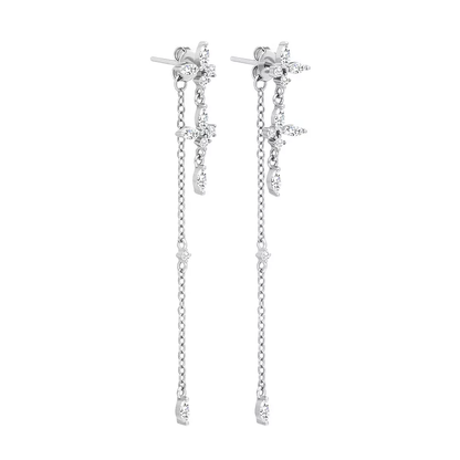 Timeless Drop Earrings - Elodie-Silver-Flower Chain Earrings-Nora Luxe