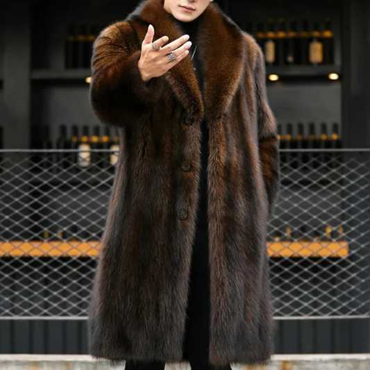 Timeless Men's Coat with Fur Look - Jules-Brown-S-Nora Luxe