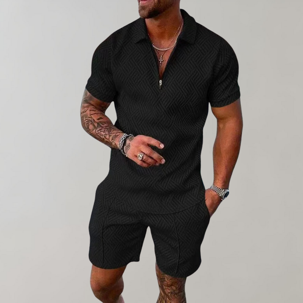 Timo - Trendy 2-Piece Set for Men-Black-S-Nora Luxe